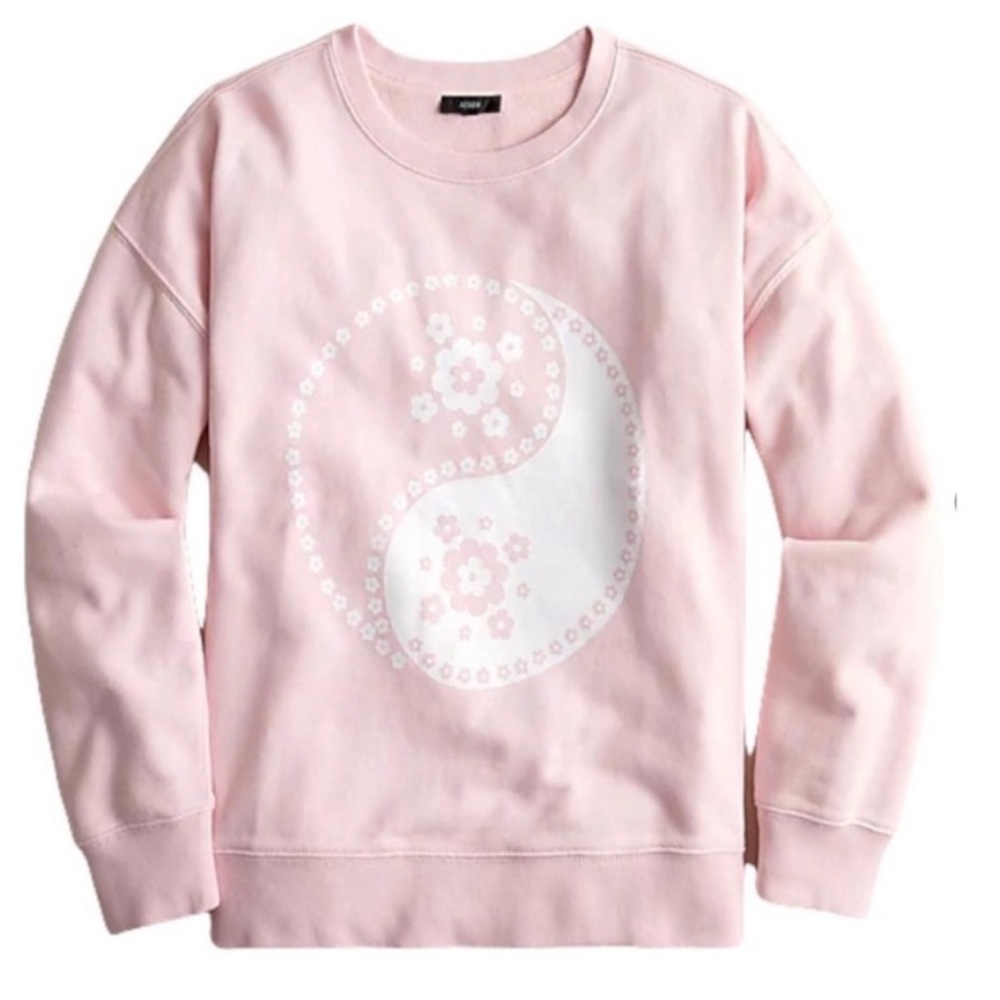 J. Crew University Terry Crewneck Yin Yang Sweatshirt in Bandana Paisley…
